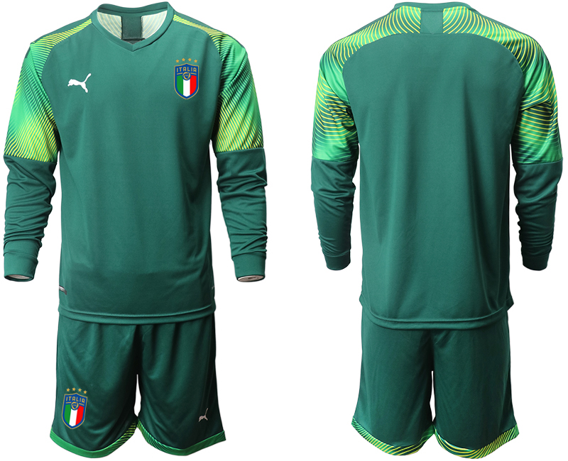 Men 2021 European Cup Italy Dark green long sleeve goalkeeper soccer jerseys->poland->Soccer Country Jersey